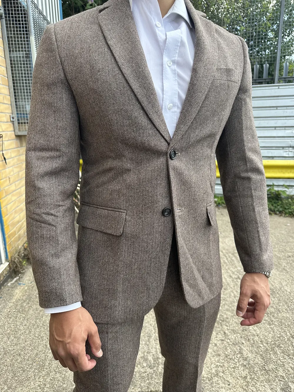 Light Brown Mens Tweed 2 Piece