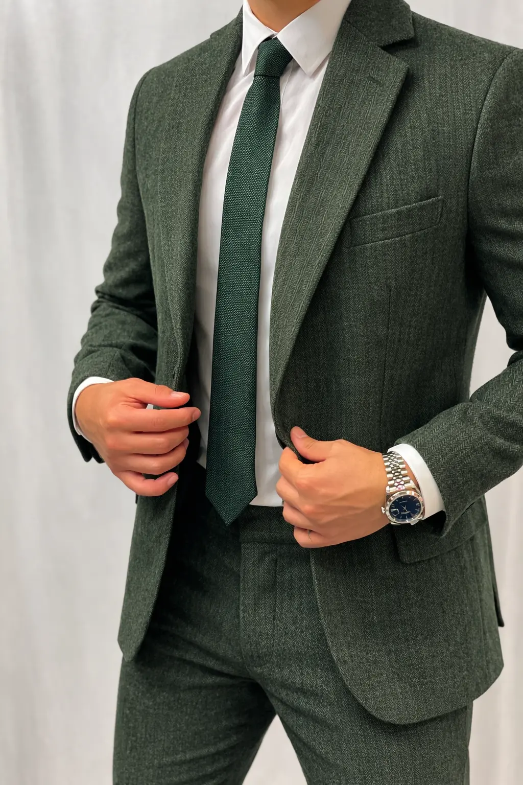 Forest Green Twill Two Piece Suit